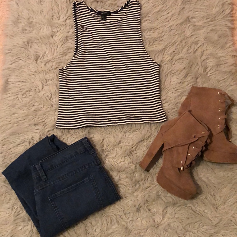 Forever 21 striped sleeveless crop top